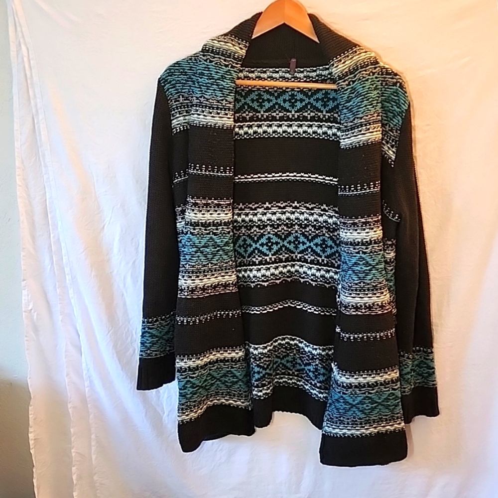 Hand made teal and gray cardigan